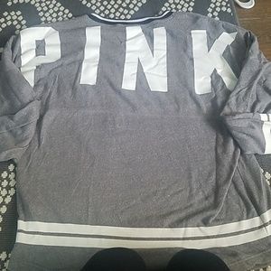 Pink Varsity crew top